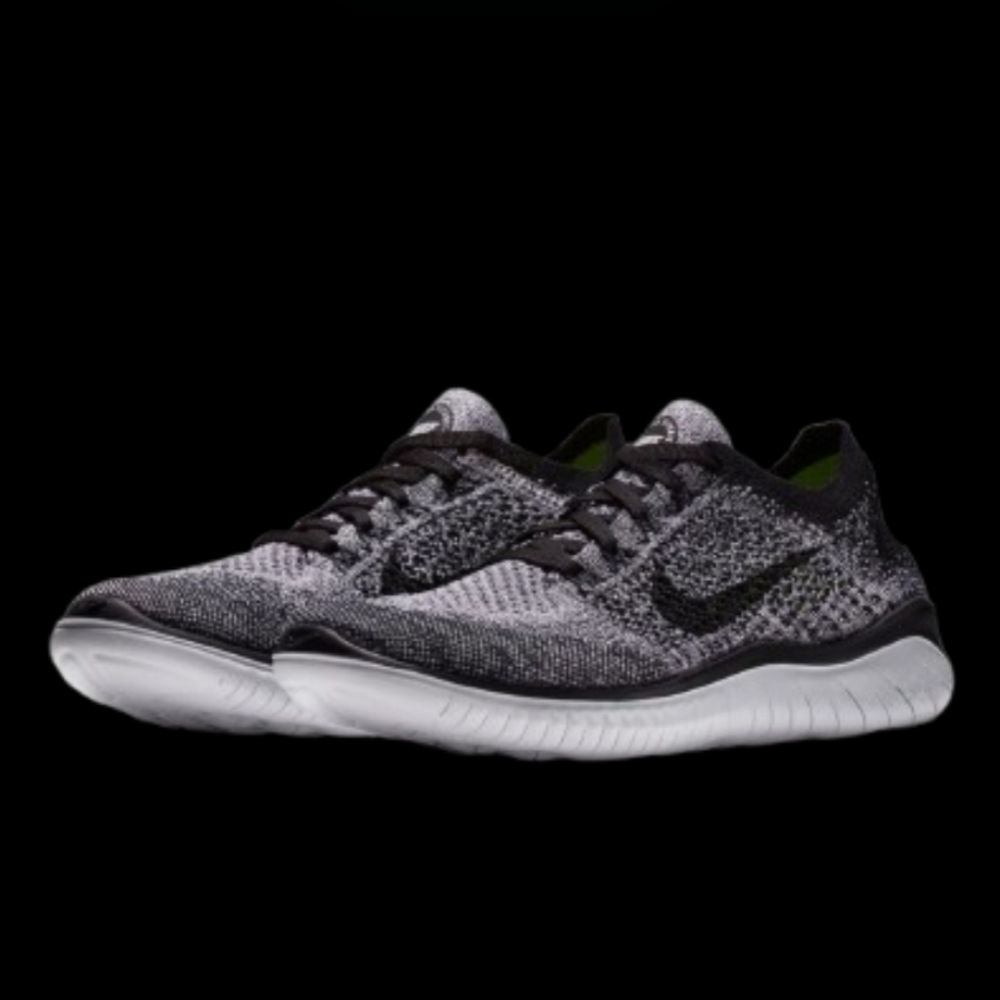 Nike Free RN 2018 Flyknit Womens Size 8 Black White